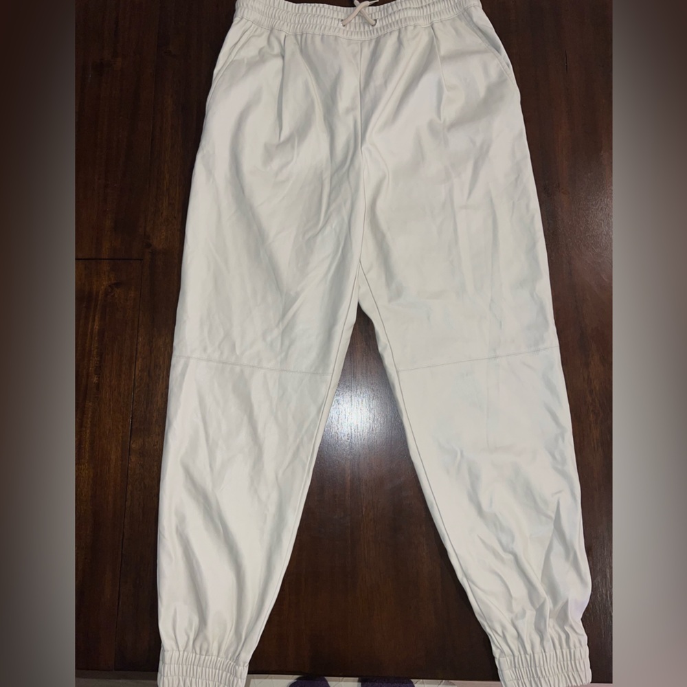 Women’s ZARA Faux Leather Joggers in Cream - Picture 2 of 3